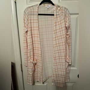 LuLaRoe‎ Medium Peach Plaid Cardigan NWT Girlhoodcore cottagecore
